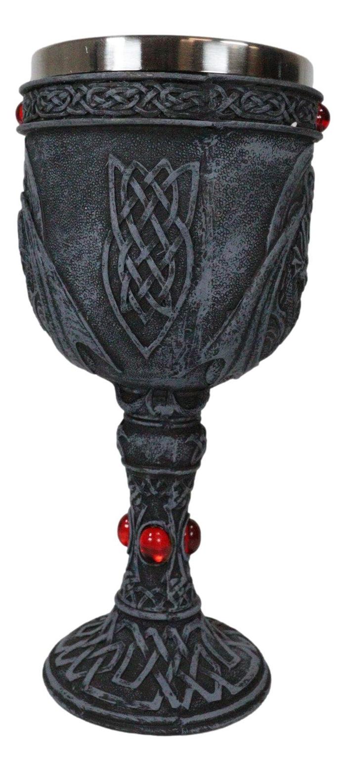 Ebros Celtic Knotwork Twin Dragons Protecting Blood Vial Gemstone Wine Goblet Cup