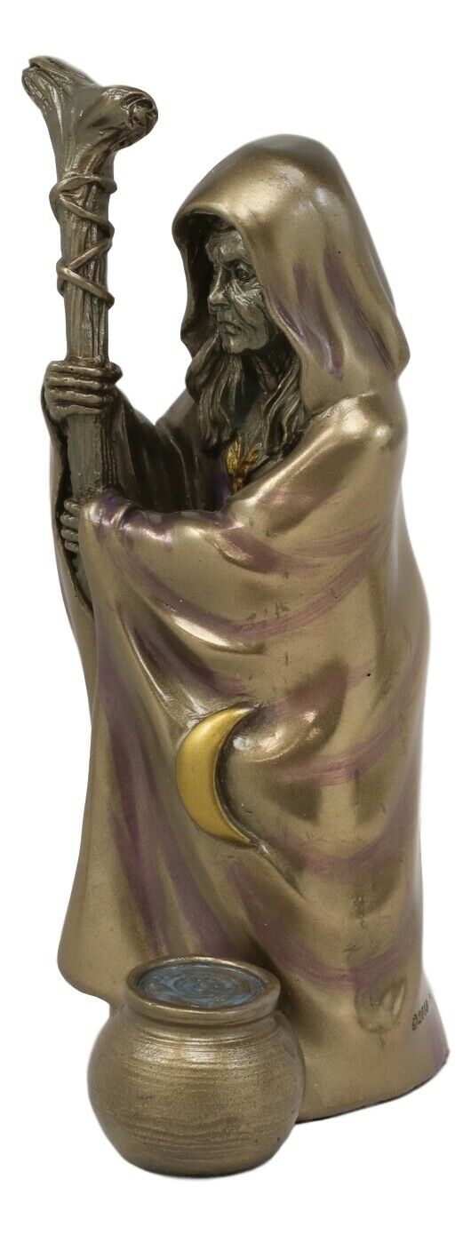 Ebros Celtic Sacred Lunar Cycle Triple Goddess Statue Triology Of Feminism Dianic Wiccan Cosmic Trinity Hecate Artemis And Diana Decorative Figurine (The Crone With Waning Crescent Moon)