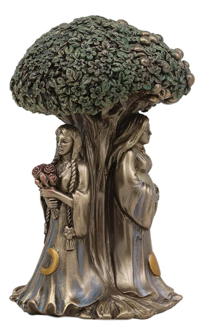 Ebros Celtic Sacred Moon Triple Goddess Mother Maiden Crone Under Tree Of Life Statue 5.5" Tall Hecate Brigid Wicca Wiccan Holy Trinity Decor Sculpture Decorative Figurine Cosmic Celestial Gods