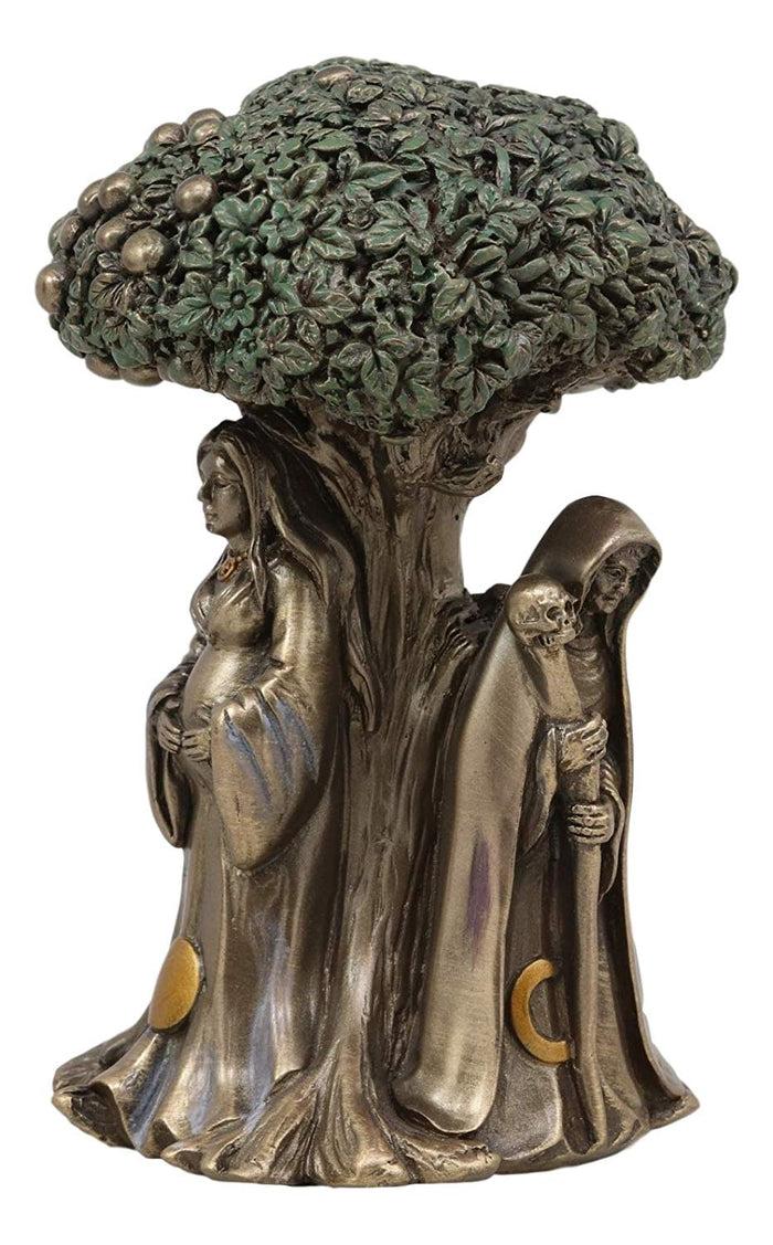Ebros Celtic Sacred Moon Triple Goddess Mother Maiden Crone Under Tree Of Life Statue 5.5" Tall Hecate Brigid Wicca Wiccan Holy Trinity Decor Sculpture Decorative Figurine Cosmic Celestial Gods