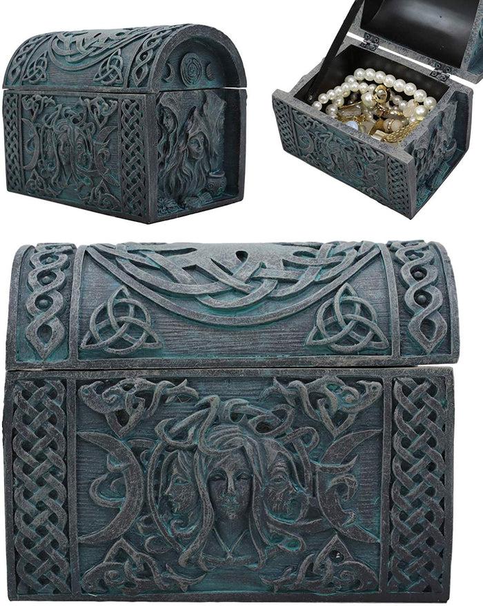 Ebros Celtic Triple Goddess Mother Maiden Crone Decorative Jewelry Box 4.75"W