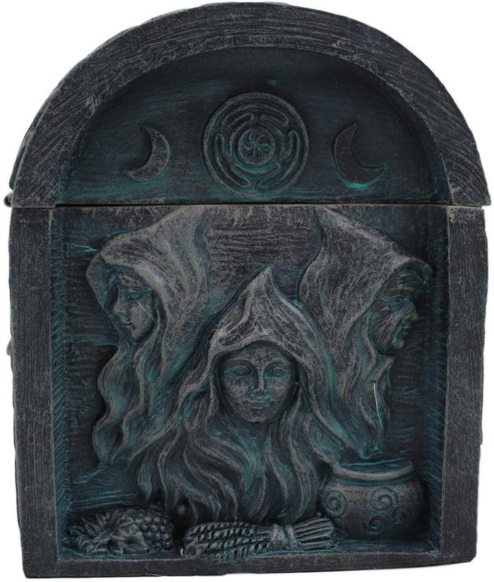 Ebros Celtic Triple Goddess Mother Maiden Crone Decorative Jewelry Box 4.75"W