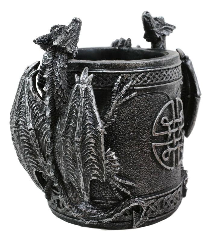 Ebros Celtic Twin Climbing Dragons Of Bibliography Stationery Holder Statue 6.5"
