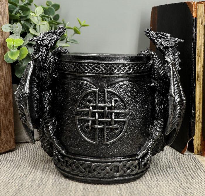 Ebros Celtic Twin Climbing Dragons Of Bibliography Stationery Holder Statue 6.5"
