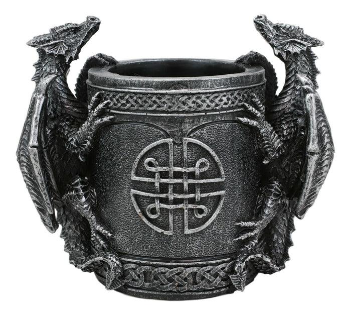 Ebros Celtic Twin Climbing Dragons Of Bibliography Stationery Holder Statue 6.5"