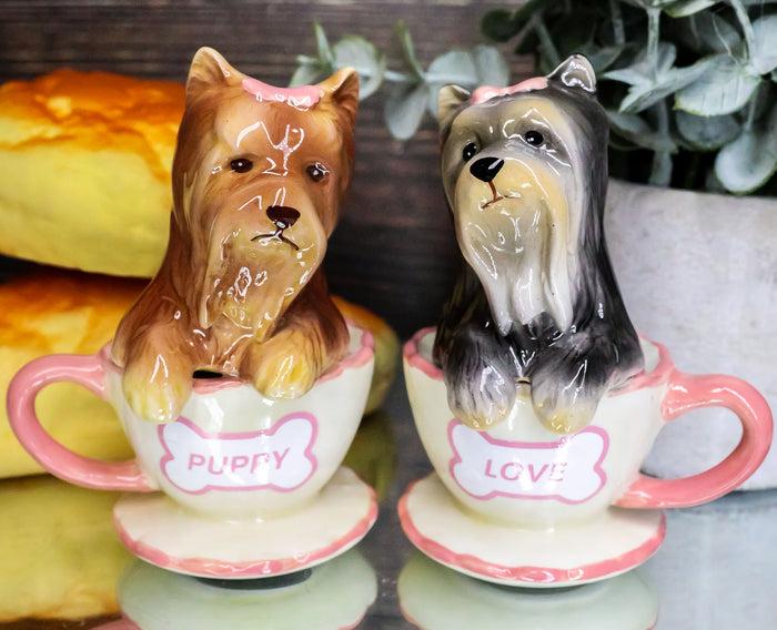Ebros Ceramic Black And Tan Yorkshire Terriers Yorkie Pet Dogs In Teacups Salt And Pepper Shakers Set Ebros Ceramic Black And Tan Yorkshire Terriers Yorkie Pet Dogs In Teacups Salt And Pepper Shakers Set