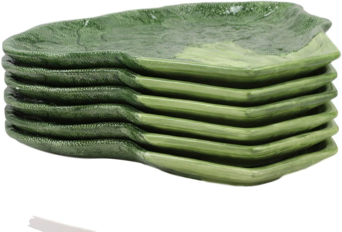 Ebros Ceramic Broccoli Steak Shaped Serving Plates Or Dish Platters Set Of 6