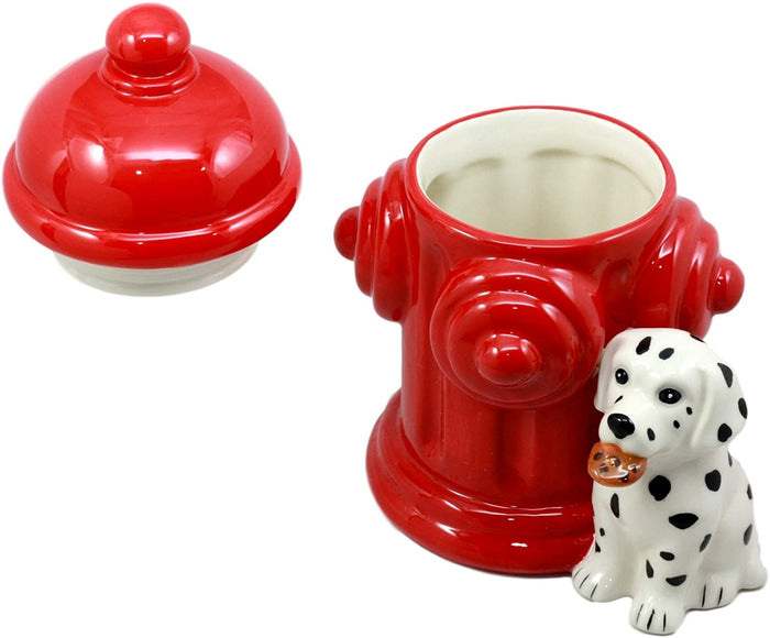 Ebros Ceramic Firehouse Dalmatian Puppy With Fire Hydrant Cookie Jar Kitchen