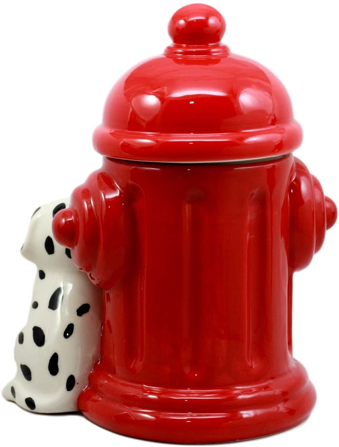 Ebros Ceramic Firehouse Dalmatian Puppy With Fire Hydrant Cookie Jar Kitchen