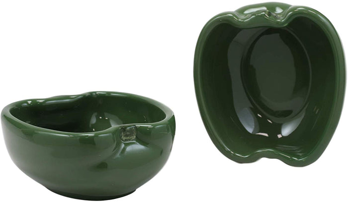 Ebros Ceramic Green Bell Pepper Small 4oz Dipping Bowl Container Saucer SET OF 2