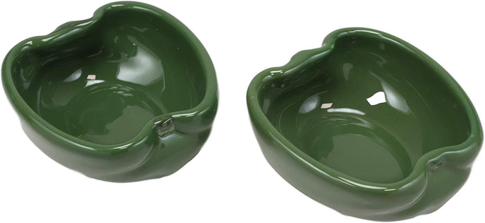 Ebros Ceramic Green Bell Pepper Small 4oz Dipping Bowl Container Saucer SET OF 2
