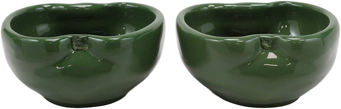 Ebros Ceramic Green Bell Pepper Small 4oz Dipping Bowl Container Saucer SET OF 2