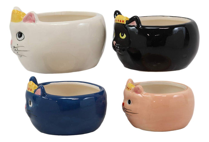 Ebros Ceramic Nesting Feline Royalty Queen Cats Stackable Measuring Cups Set Of 4 Baking And Cooking Decorative Kitchen Essentials Kitty Cat Figurines For Women Chefs Cooks