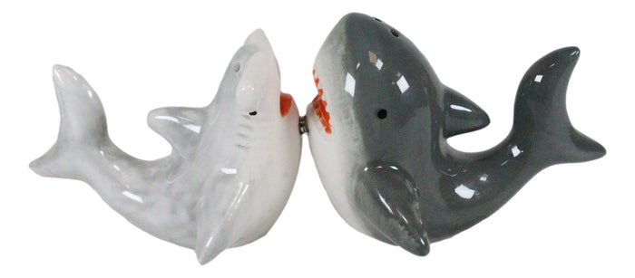 Ebros Ceramic Ocean Marine Great White And Hammerhead Sharks Salt Pepper Shakers Set