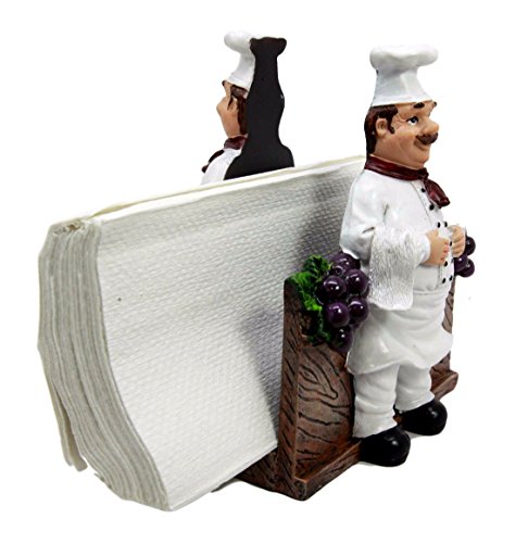 Ebros Chef Alton Grape Wine Vineyard Dinner Napkin Holder Figurine Tabletop Decorative