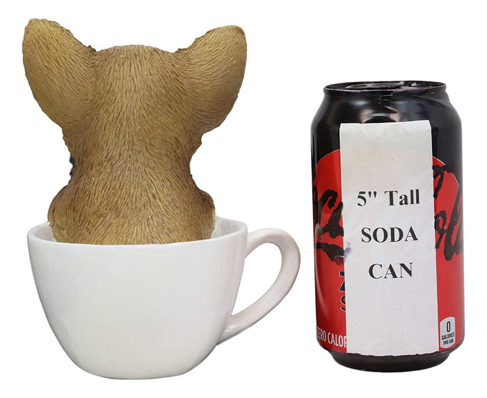Ebros Chihuahua Dog In Paw Prints Teacup Statue 6.25" Tall Pet Pal Figurine