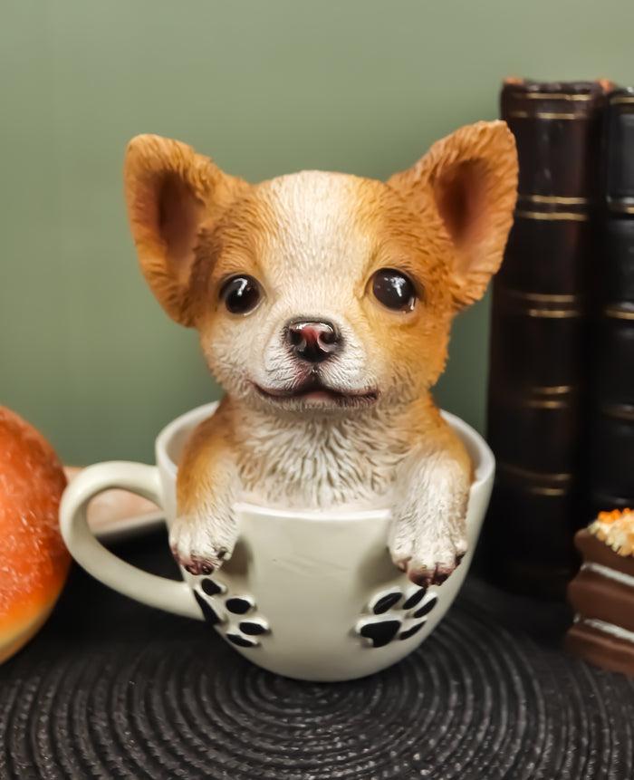 Ebros Chihuahua Dog in Paw Prints Teacup Statue 6.25" Tall Pet Pal Figurine Ebros Chihuahua Dog in Paw Prints Teacup Statue 6.25" Tall Pet Pal Figurine