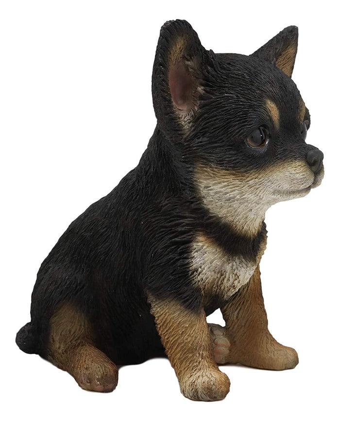 Ebros Chihuahua Dog Puppy Sitting Statue 6.25" High With Glass Eyes Figurine