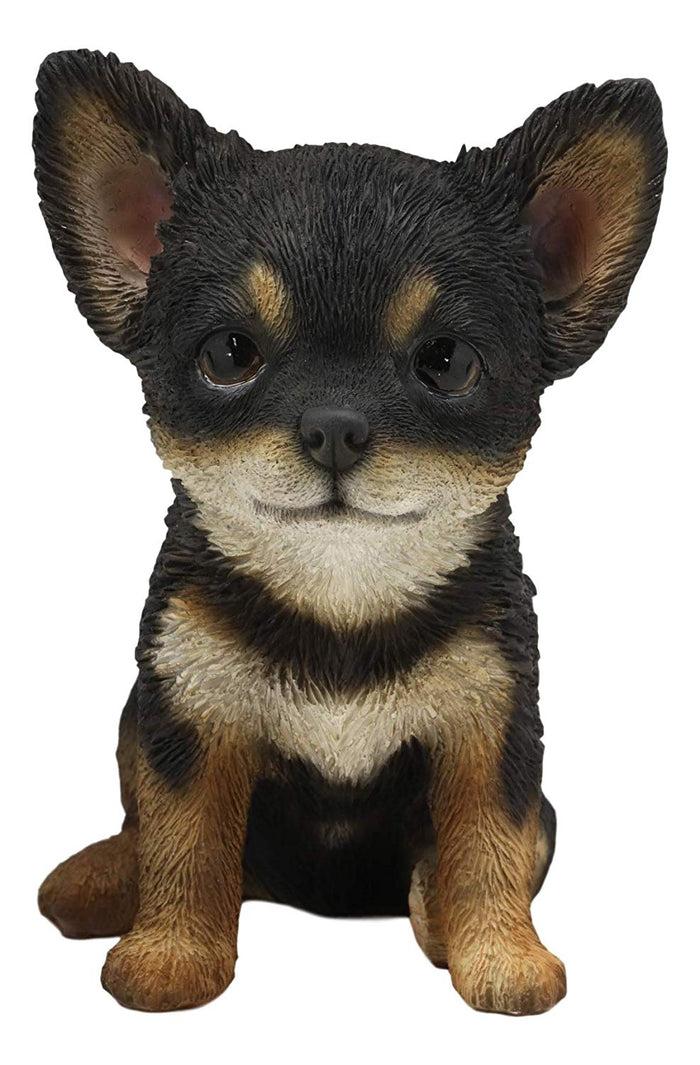 Ebros Chihuahua Dog Puppy Sitting Statue 6.25" High With Glass Eyes Figurine