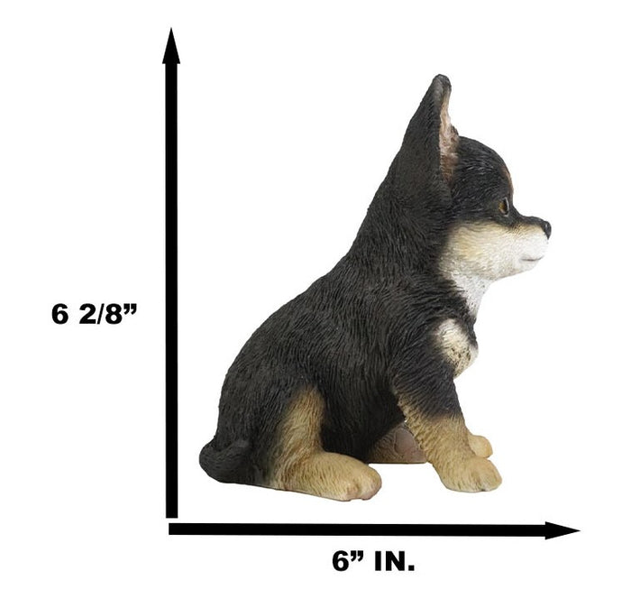 Ebros Chihuahua Dog Puppy Sitting Statue 6.25" High With Glass Eyes Figurine