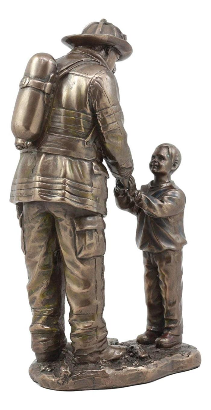 Ebros Child Thanking Fireman Statue Civil Service Hero Freedom Rescue Decorative Sculpture