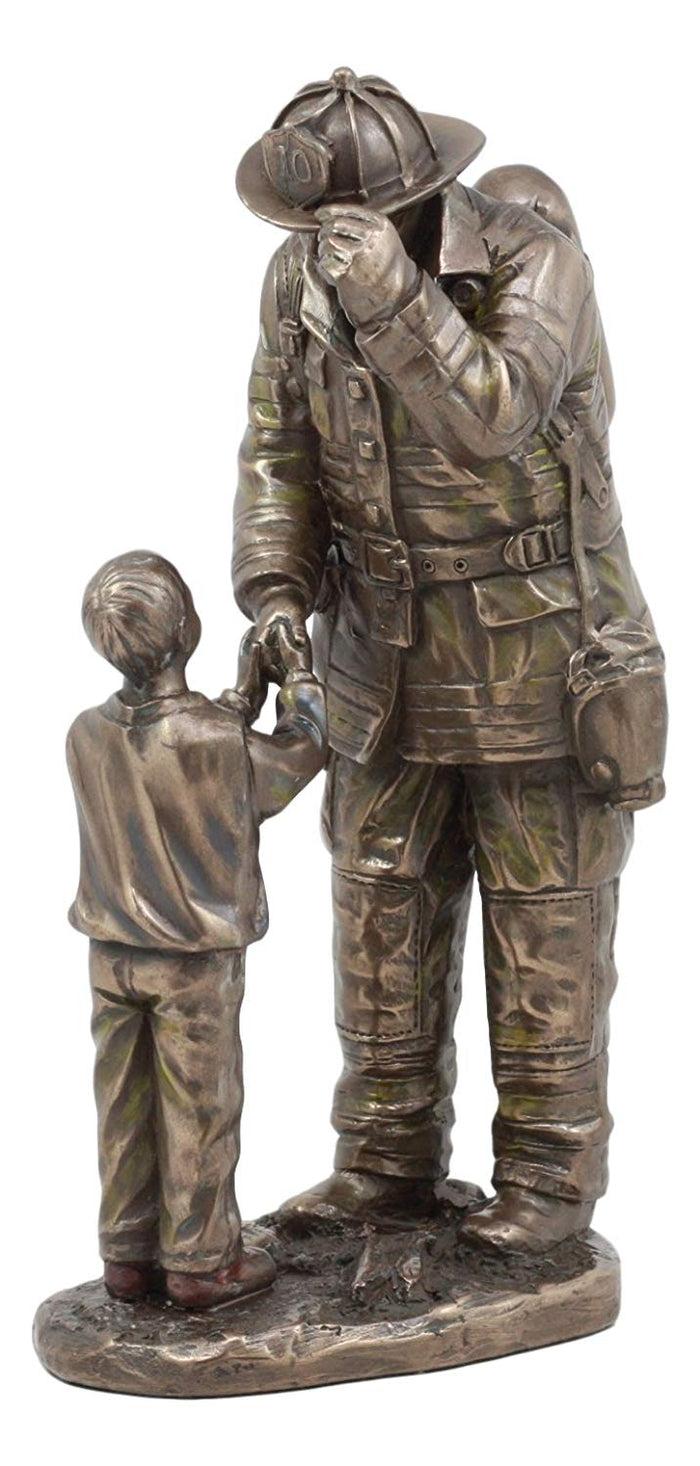 Ebros Child Thanking Fireman Statue Civil Service Hero Freedom Rescue Decorative Sculpture