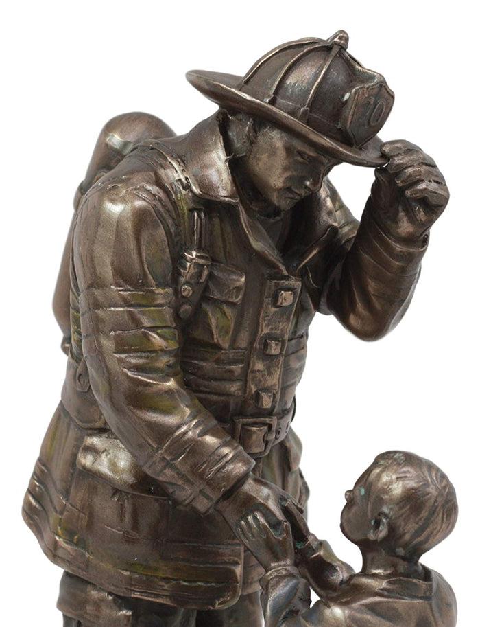 Ebros Child Thanking Fireman Statue Civil Service Hero Freedom Rescue Decorative Sculpture