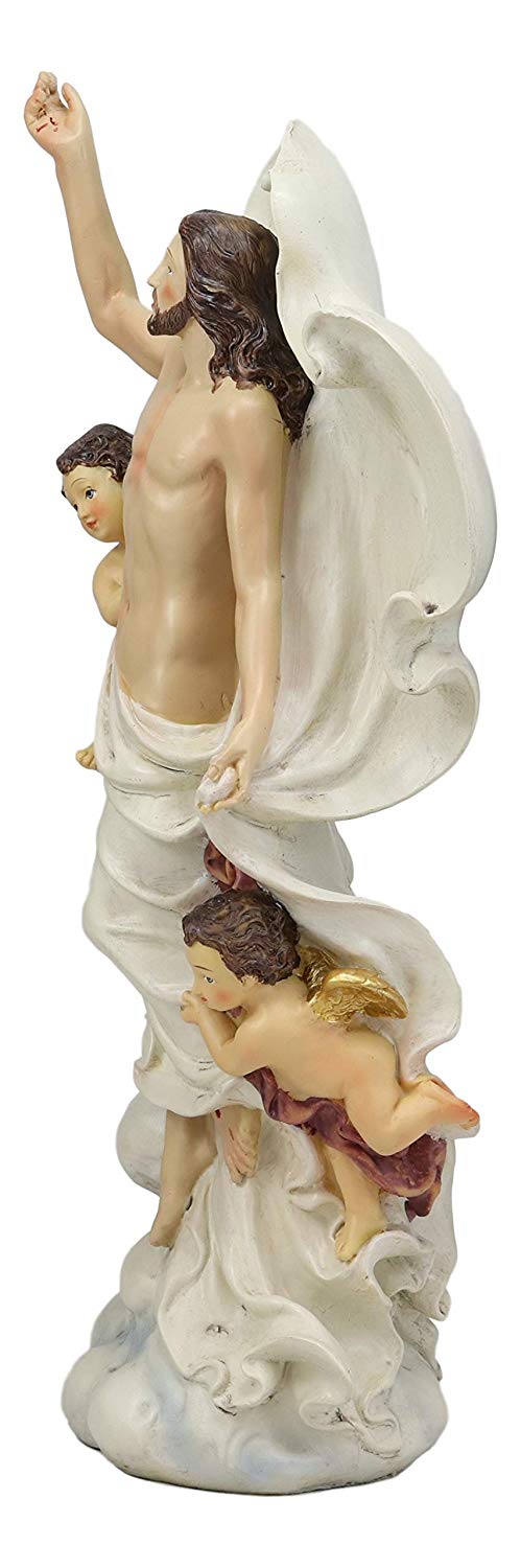 Ebros Christian Catholic Ascension Of Christ With Cherubim Angels Statue 12" H Calvary Crucifixion And Resurrection Lord Jesus Is Risen Decor Figurine Sculpture