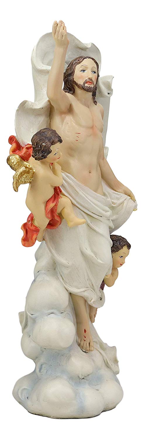 Ebros Christian Catholic Ascension Of Christ With Cherubim Angels Statue 12" H Calvary Crucifixion And Resurrection Lord Jesus Is Risen Decor Figurine Sculpture