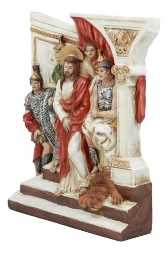Ebros Christian Catholic Stations Of The Cross Statue Or Wall Plaque Way Of The Sorrows Via Crucis Jesus Christ Path To Calvary Crucifixion Decor Figurine (Station 1 Jesus Is Condemned To Death)