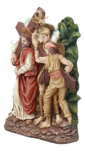Ebros Christian Catholic Stations Of The Cross Statue Or Wall Plaque Way Of The Sorrows Via Crucis Jesus Christ Path To Calvary Crucifixion Decor Figurine (Station 2 Jesus Carries His Cross)