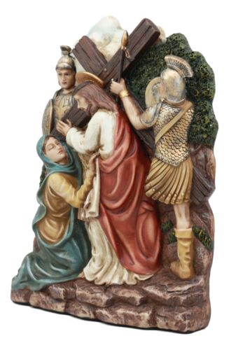 Ebros Christian Catholic Stations Of The Cross Statue Way Of The Sorrows Via Crucis Jesus Christ Path To Calvary Crucifixion Decor Figurine (Station 6 Veronica Wipes The Face Of Jesus)