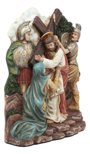 Ebros Christian Catholic Stations Of The Cross Statue Way Of The Sorrows Via Crucis Jesus Christ Path To Calvary Crucifixion Decor Figurine (Station 6 Veronica Wipes The Face Of Jesus)