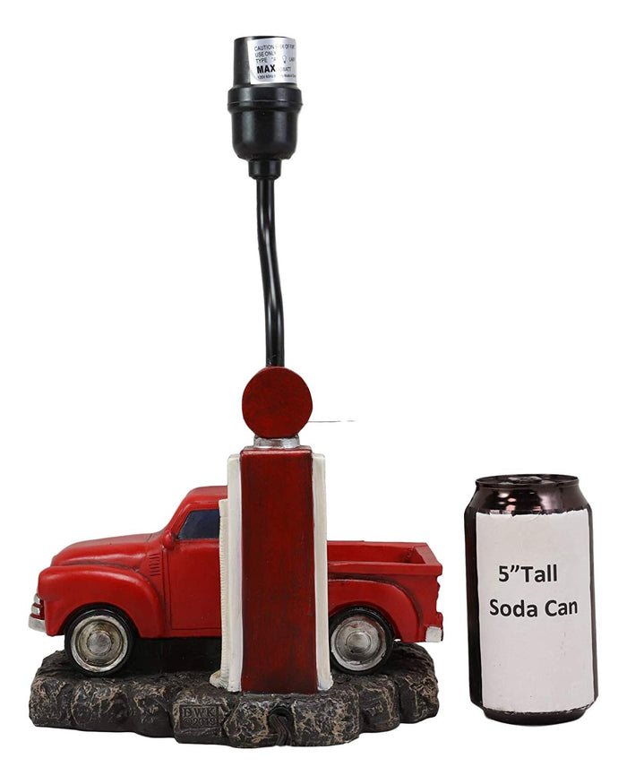 Ebros Classic Big Red Pickup Truck By Rural Gas Pump Desktop Table Lamp 18.75" H