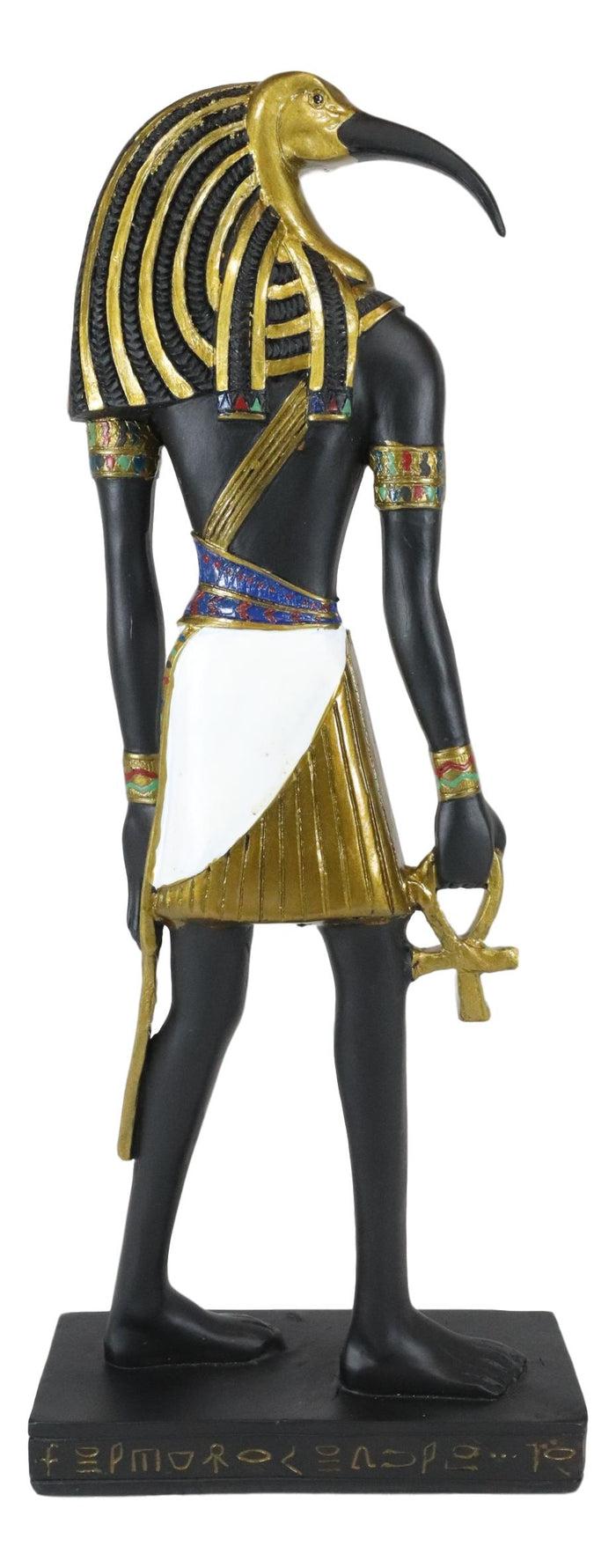 Ebros Classic Egyptian God Thoth Holding Ankh Slim Profile Figurine 10" H