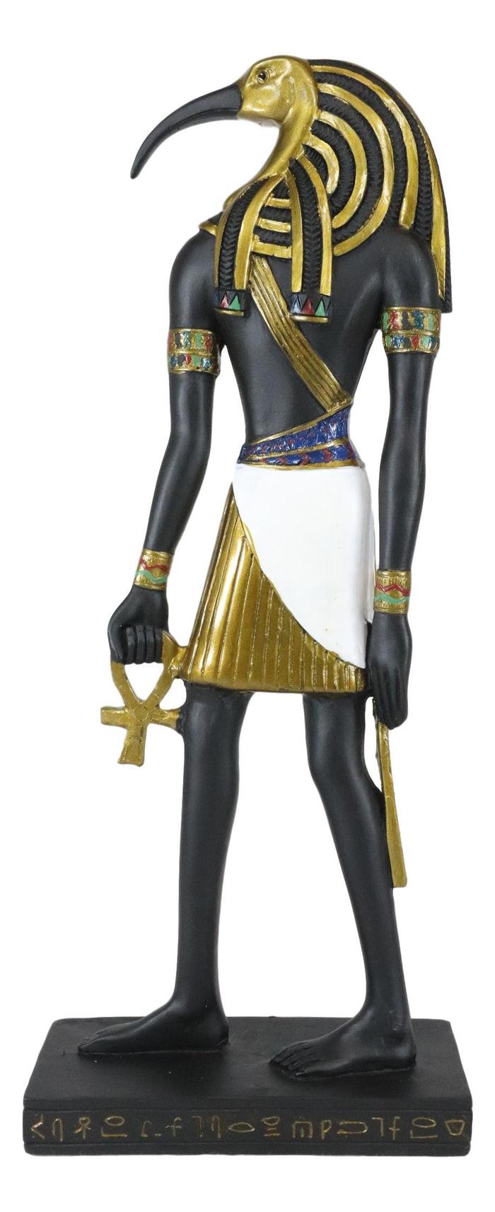 Ebros Classic Egyptian God Thoth Holding Ankh Slim Profile Figurine 10" H
