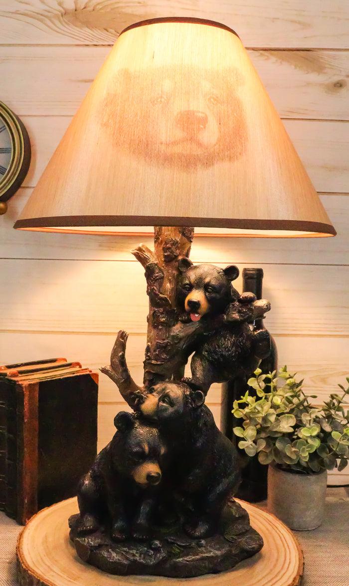 Ebros Climbing Black Bear Cubs Table Lamp With Bear Shade Desk Lamp (Set Of 2)