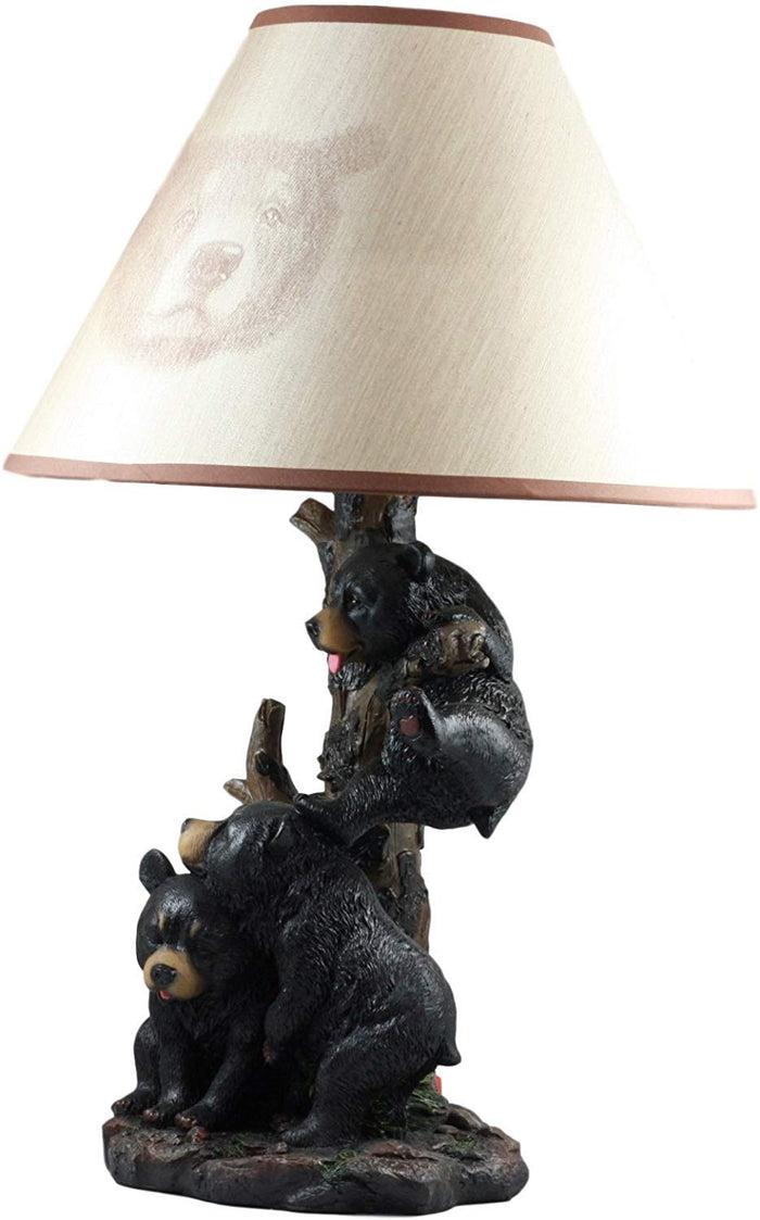 Ebros Climbing Black Bear Cubs Table Lamp With Bear Shade Desk Lamp (Set Of 2)
