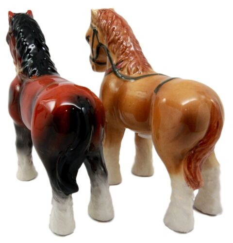 Ebros Clydesdale Horse Salt & Pepper Shakers Scotland Sabino Draught Horse Ceramic 4"L
