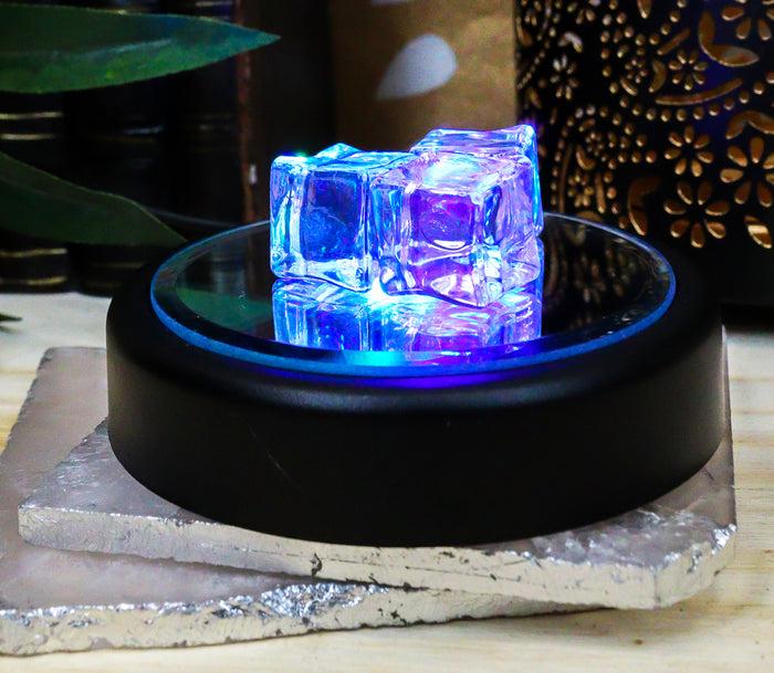 Ebros Colorful 4 LED Light Mirror Slim Display Base For Crystal Acrylic Glass Art 4"D