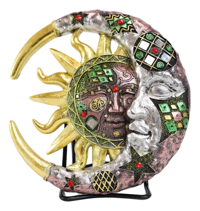Ebros Colorful Celestial Deities Belenos Golden Sun And Selene Moon Wall Hanging Decor 7.5"Tall