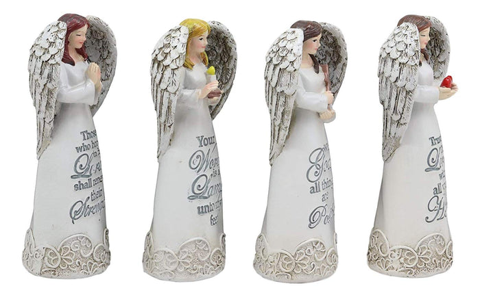 Ebros Colorful Divine Angels With Inspirational Faith Scriptures Figurine Set Of 4