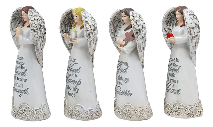Ebros Colorful Divine Angels With Inspirational Faith Scriptures Figurine Set Of 4