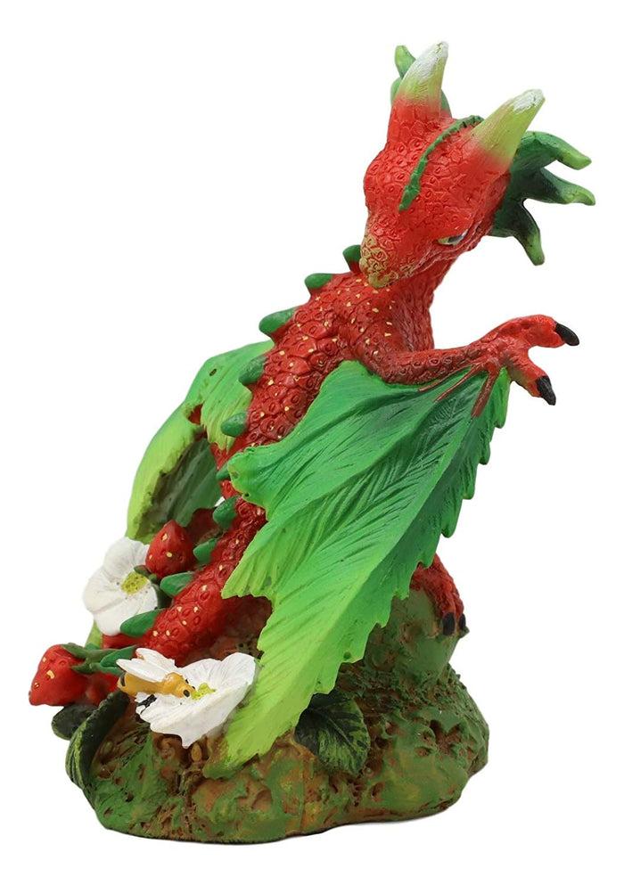 Ebros Colorful Garden Fruits And Berries Strawberry Blossom Green Thumb Dragon Statue