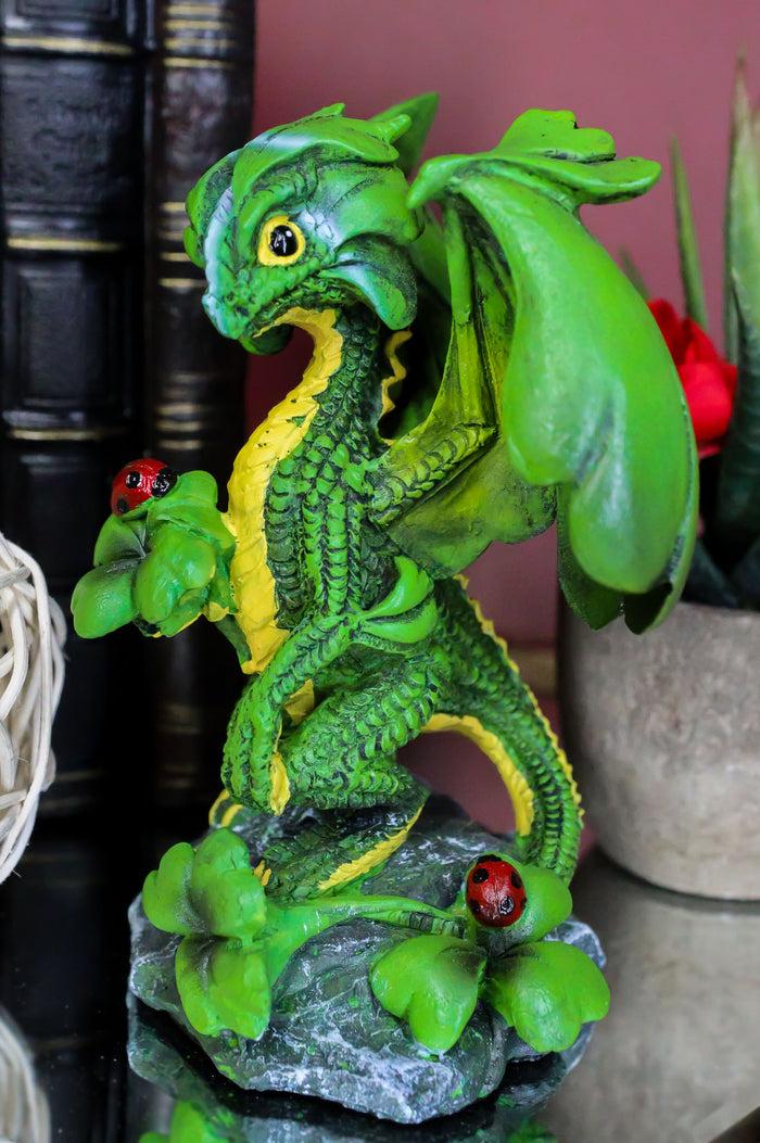 Ebros Colorful Green Irish Lucky Clover Dragon With Ladybugs Statue By Stanley Morrison
