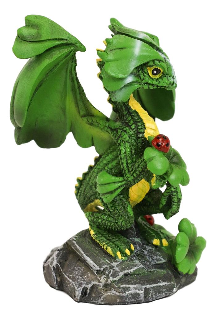 Ebros Colorful Green Irish Lucky Clover Dragon With Ladybugs Statue By Stanley Morrison