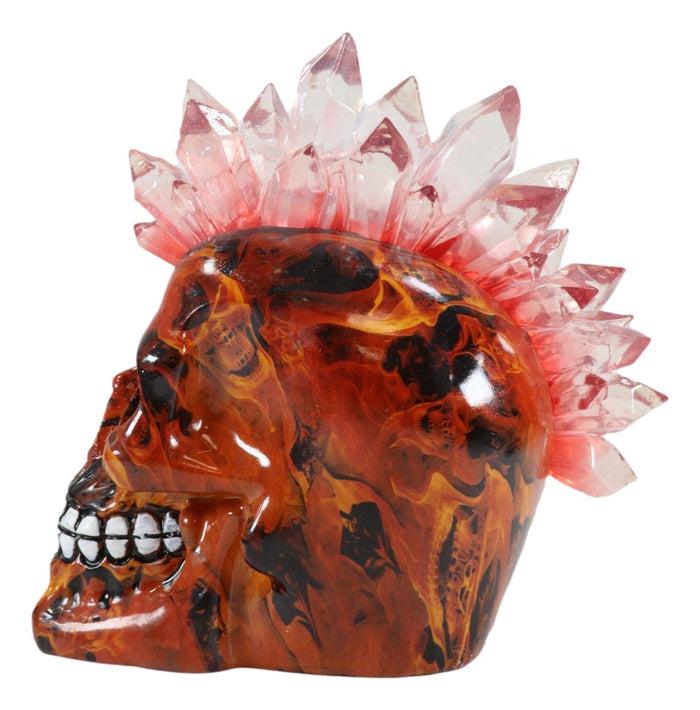 Ebros Colorful LED Light Mohawk Crystal Hair Inferno Red Devil Skull Figurine