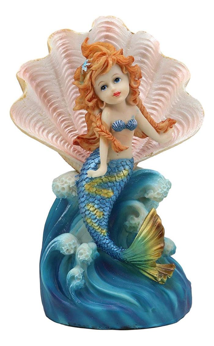 Ebros Colorful Ocean Mermaid Mergirl With Giant Shell Rising Over The Waves Figurine