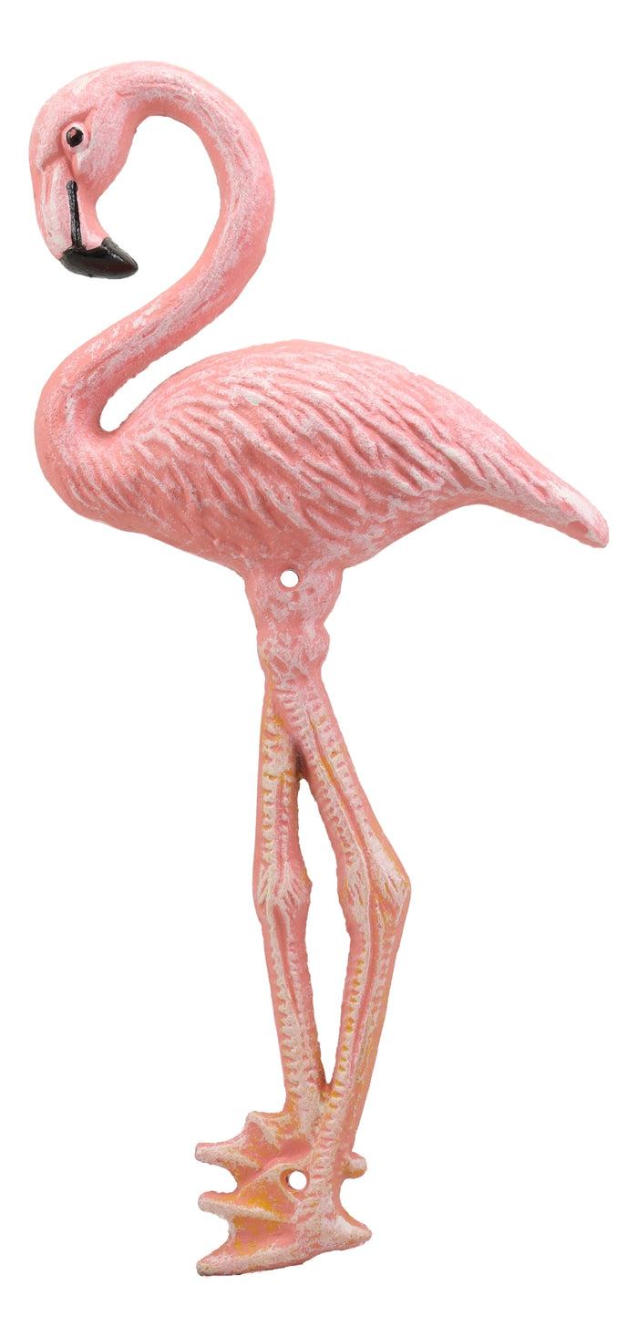 Ebros Colorful Tropical Rainforest Paradise Pink Flamingo Bird Cast Iron Wall Hanging Decor Figurine 3D Plaque Sculpture Nature Lovers Birds Collectors Decor 13.25" Tall