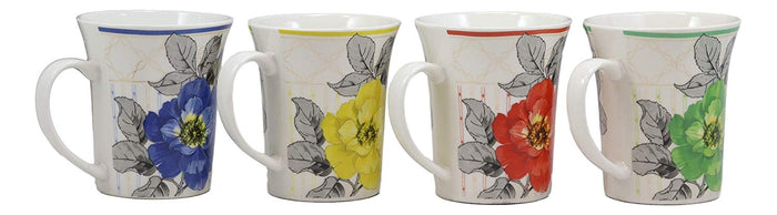Ebros Colorful Victorian Floral Blossoms Glazed Porcelain Ceramic 12oz Mug 4"H